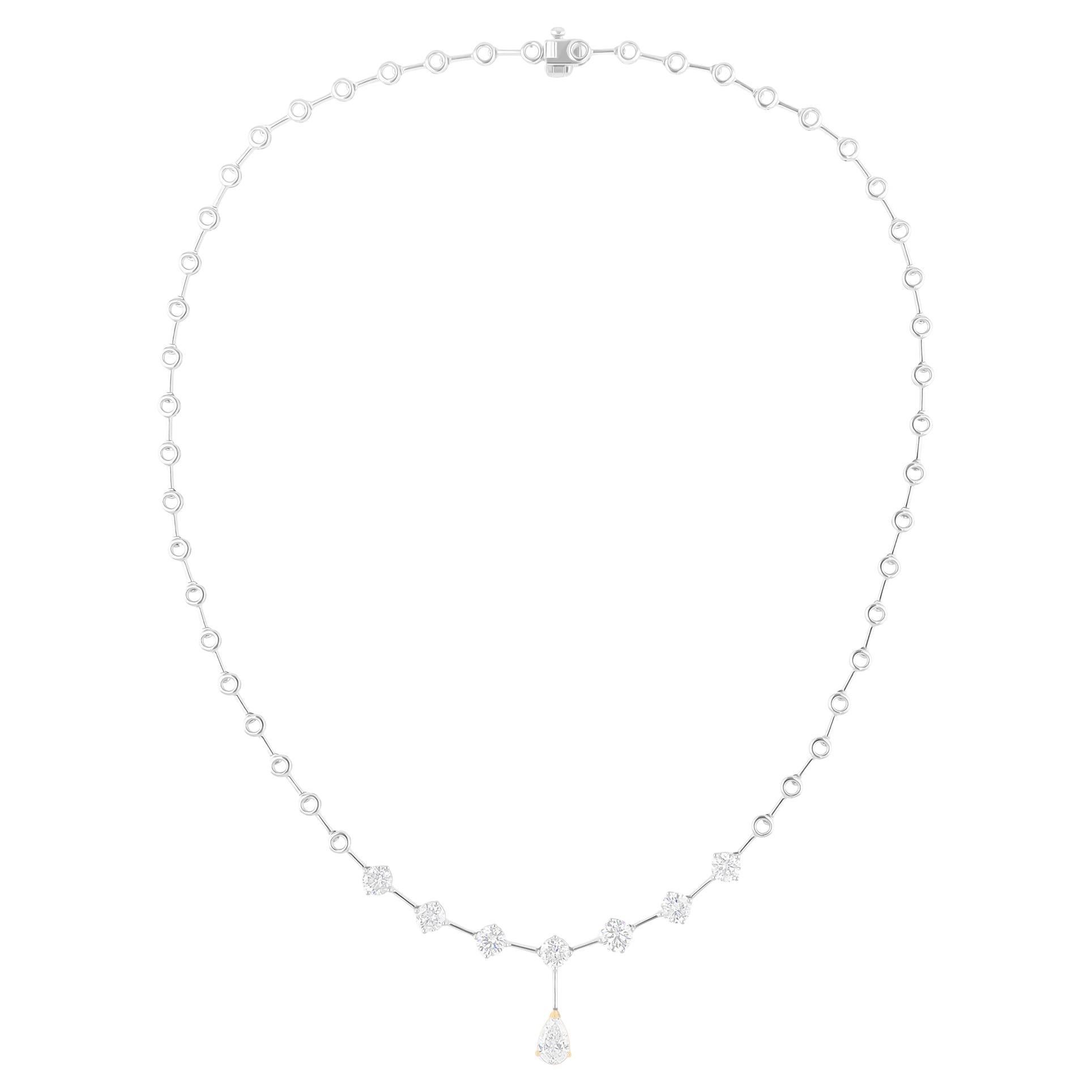 3,31 Karat SI/H Birnenförmiger Diamant-Halskette aus 14 Karat Weißgold mit rundem Brillantschliff im Angebot