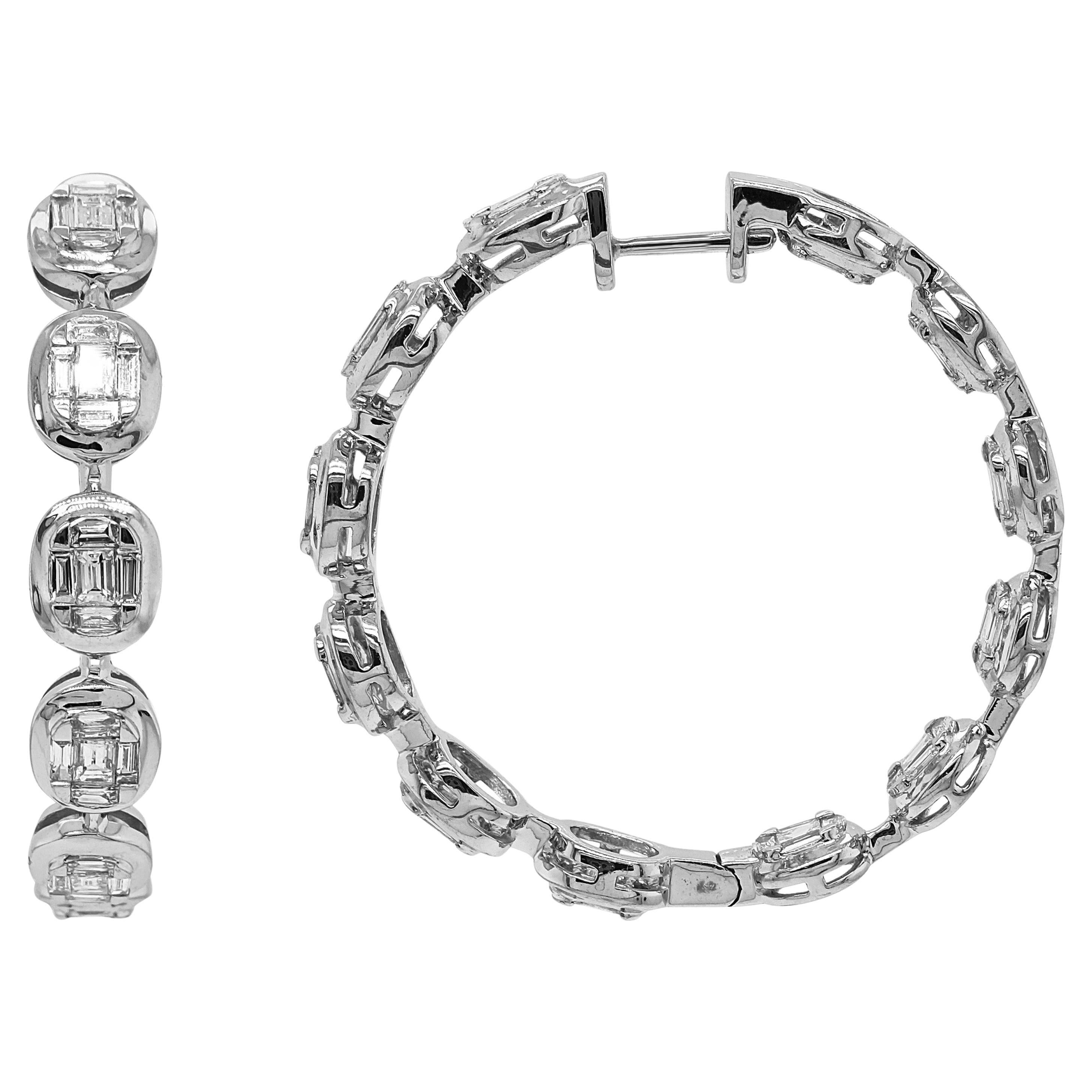3.31 Carat White Diamond White Gold Earrings For Sale