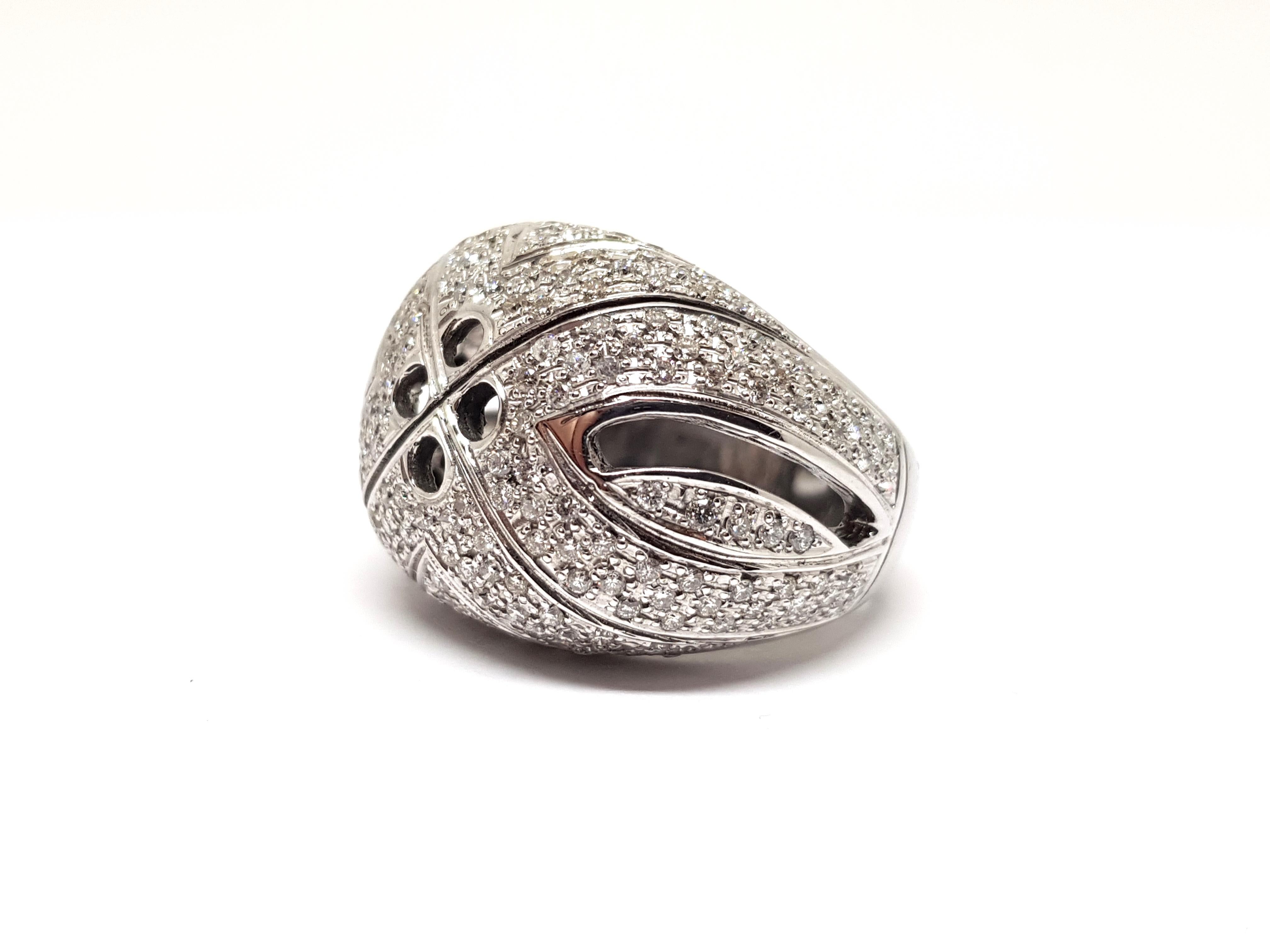 Contemporary 3.31 Carat White Gold Diamond Cocktail Ring For Sale