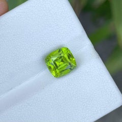 3.31 carats Apple Green Peridot Stone Cushion Cut Natural Pakistani Gemstone