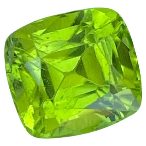 3.31 carats Apple Green Peridot Stone Cushion Cut Natural Pakistani Gemstone For Sale