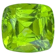 3.31 carats Apple Green Peridot Stone Cushion Cut Natural Pakistani Gemstone