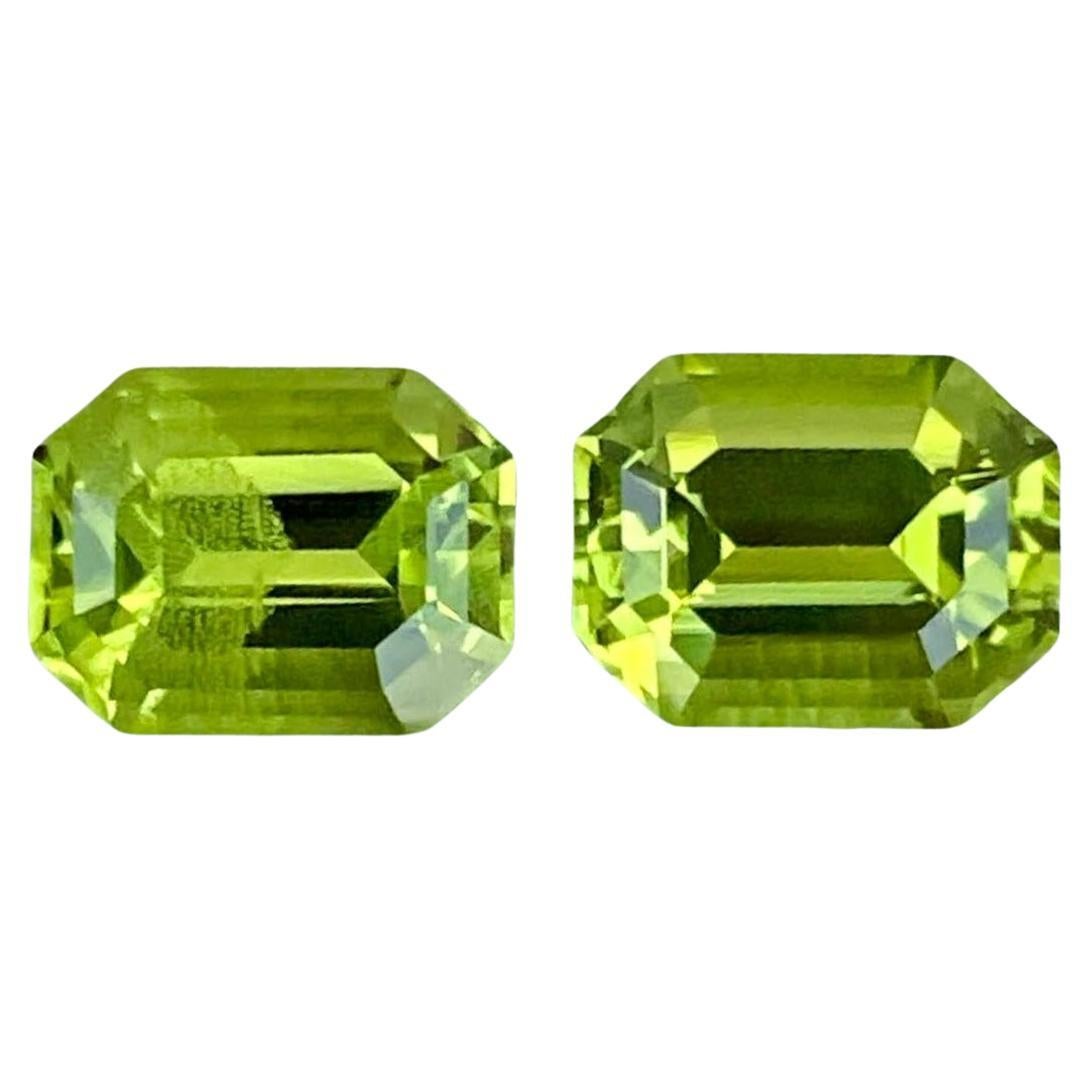 3,31 quilates Pareja Peridoto Verde Talla Esmeralda Piedra Preciosa Natural Paquistaní