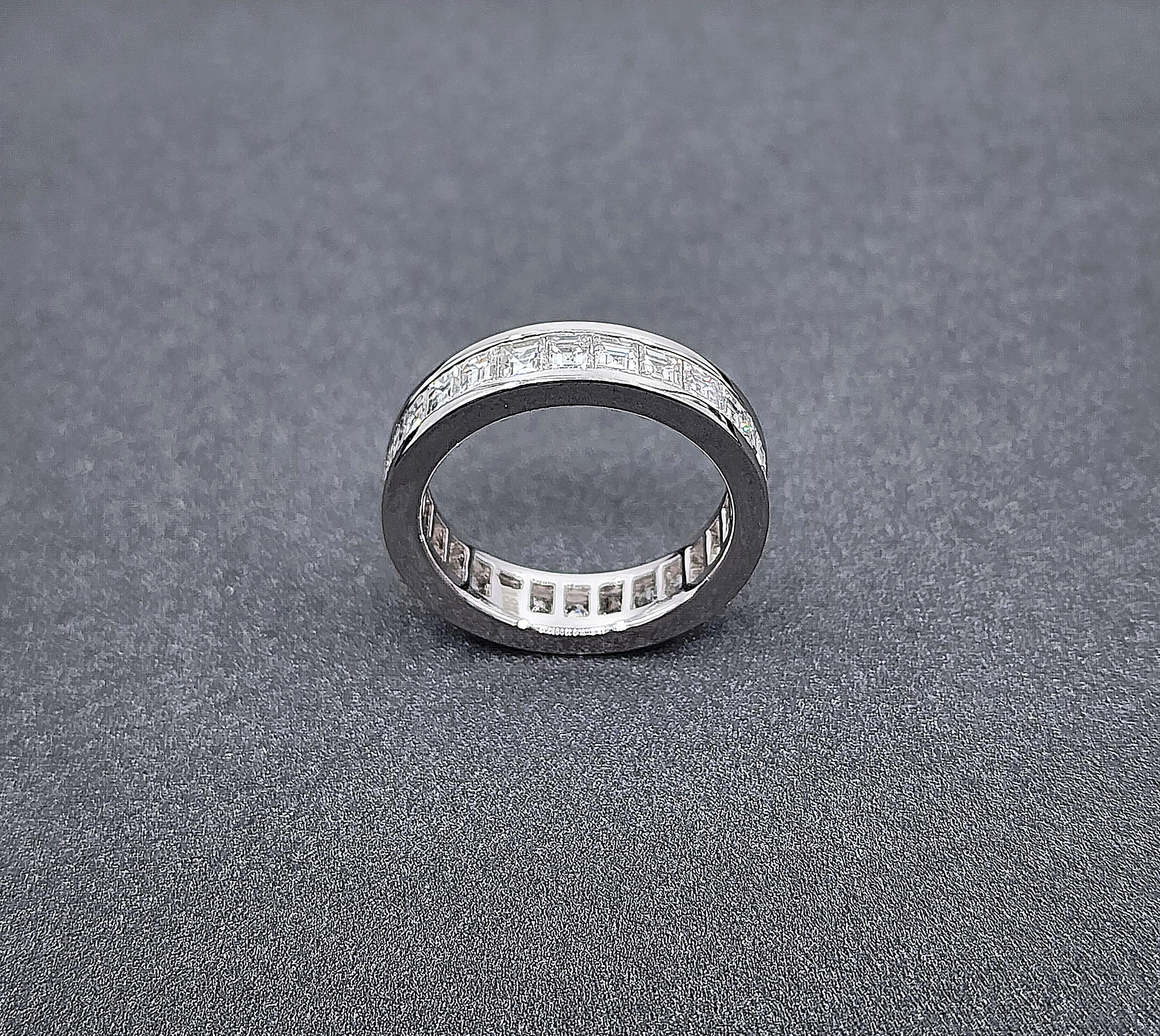 3.31 ct Asscher Cut Diamond Eternity Band For Sale 1