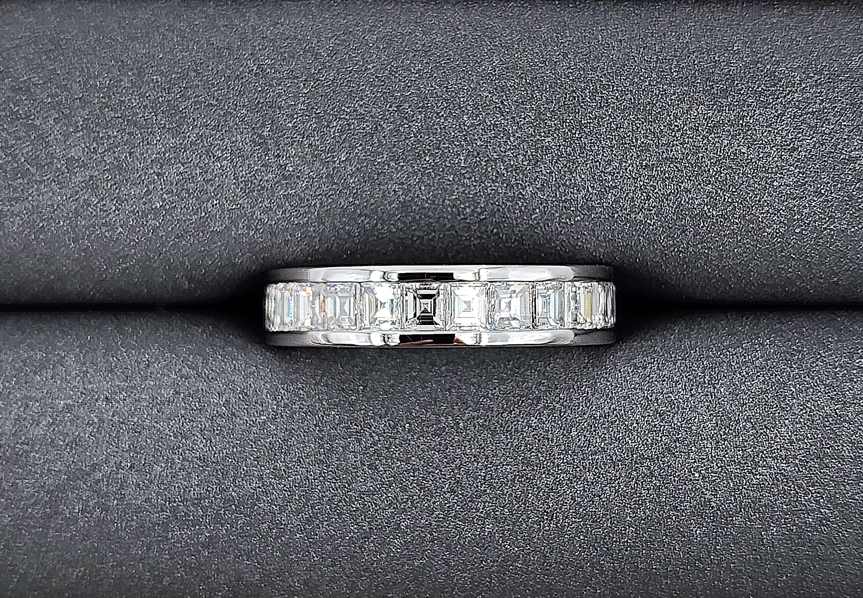3.31 ct Asscher Cut Diamond Eternity Band For Sale 2