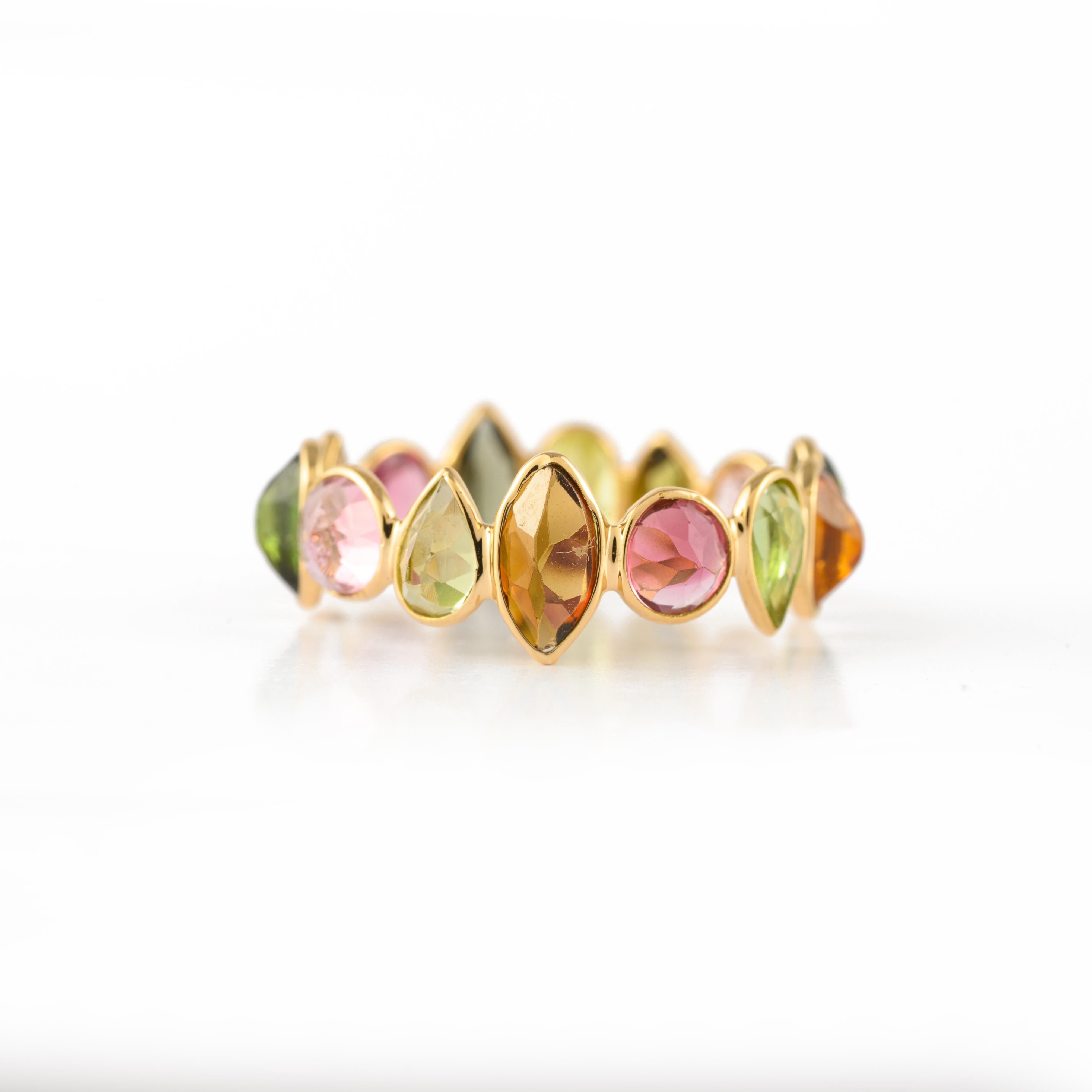 For Sale:  3.31 Carat Tourmaline Stackable Eternity Ring in 18k Yellow Gold 3