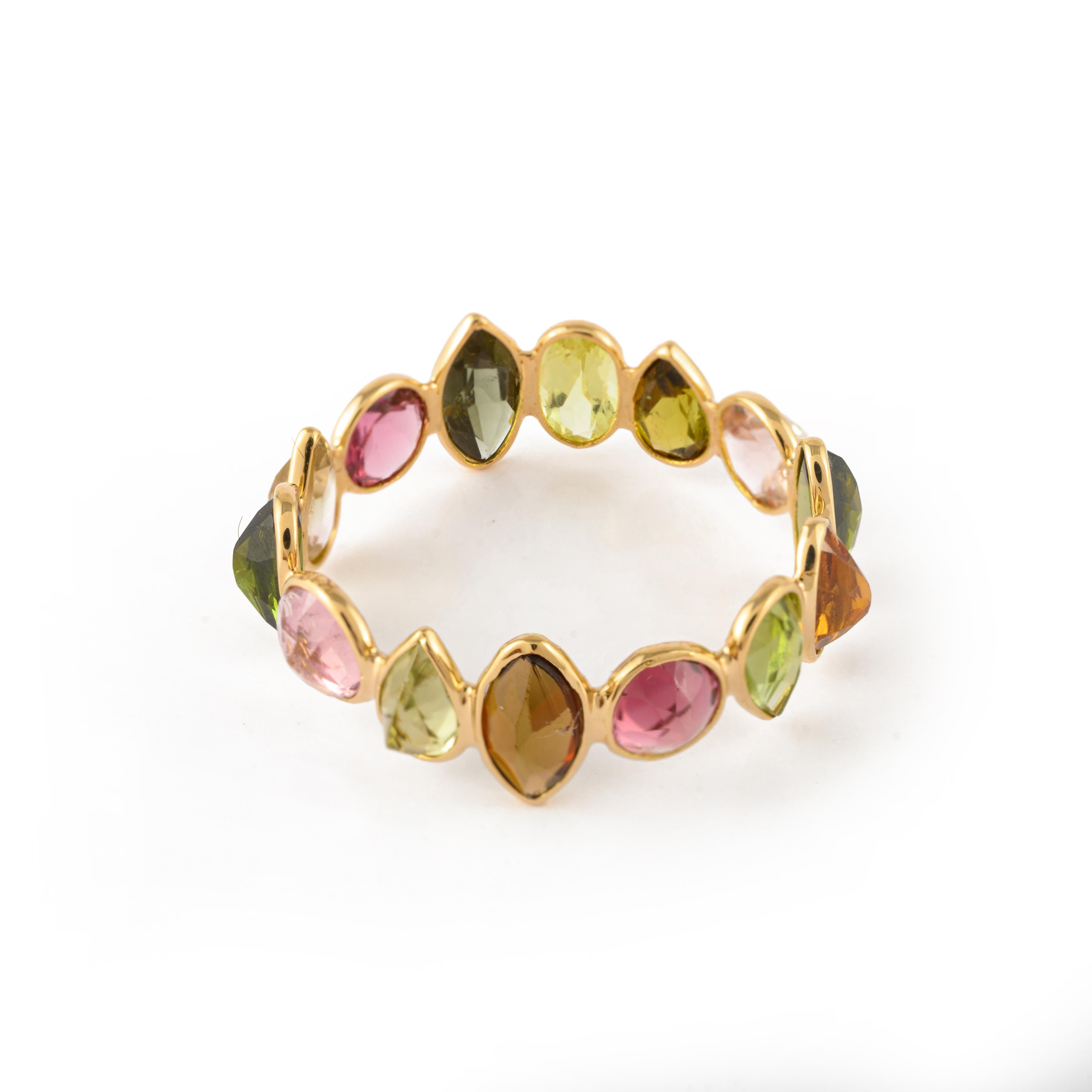 For Sale:  3.31 Carat Tourmaline Stackable Eternity Ring in 18k Yellow Gold 5