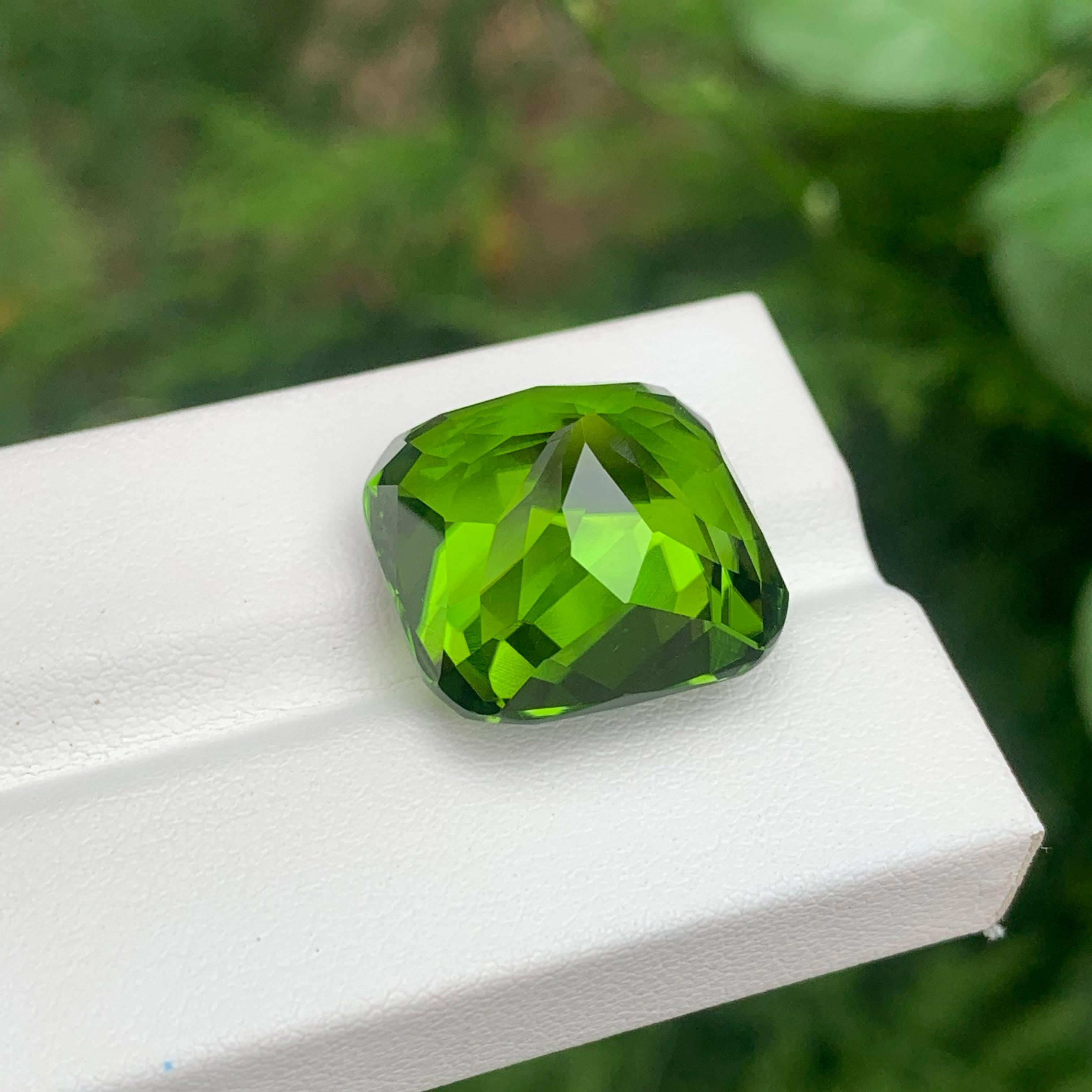 Modern 33.17 Carat Natural Loose Peridot Stone Custom Precision Cut Pakistani Gemstone For Sale