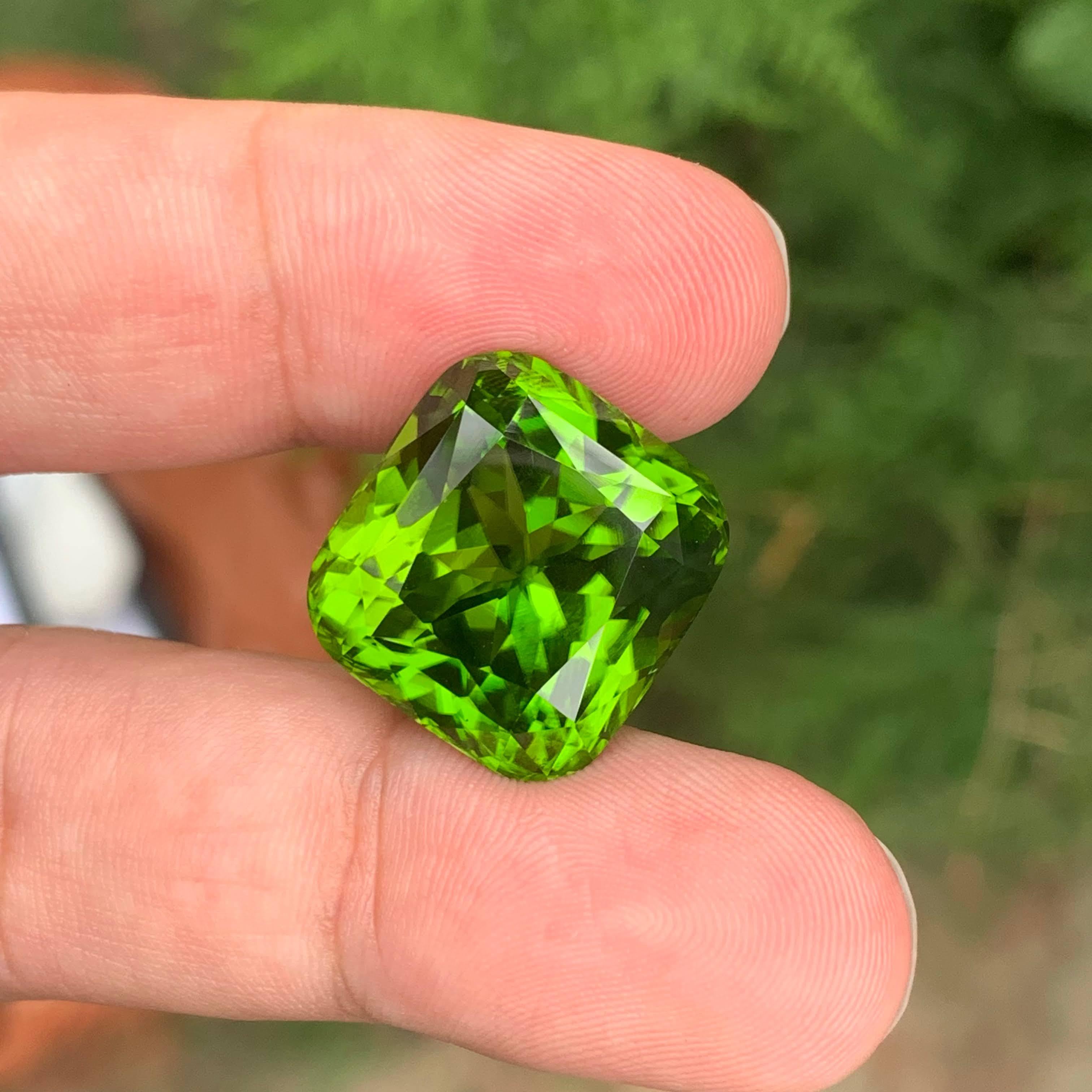 Women's or Men's 33.17 Carat Natural Loose Peridot Stone Custom Precision Cut Pakistani Gemstone For Sale