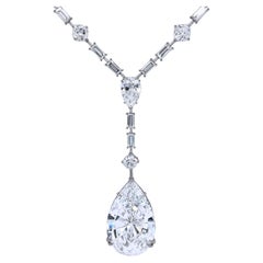 33.18 Carat Pear Shape Flawless Diamond Necklace GIA Certified