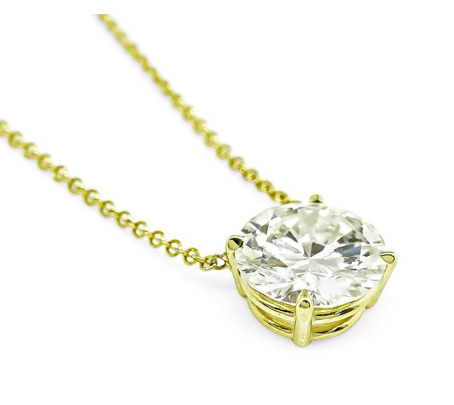 Halskette mit 3,31 Karat Diamant-Gold-Anhänger (Rundschliff)