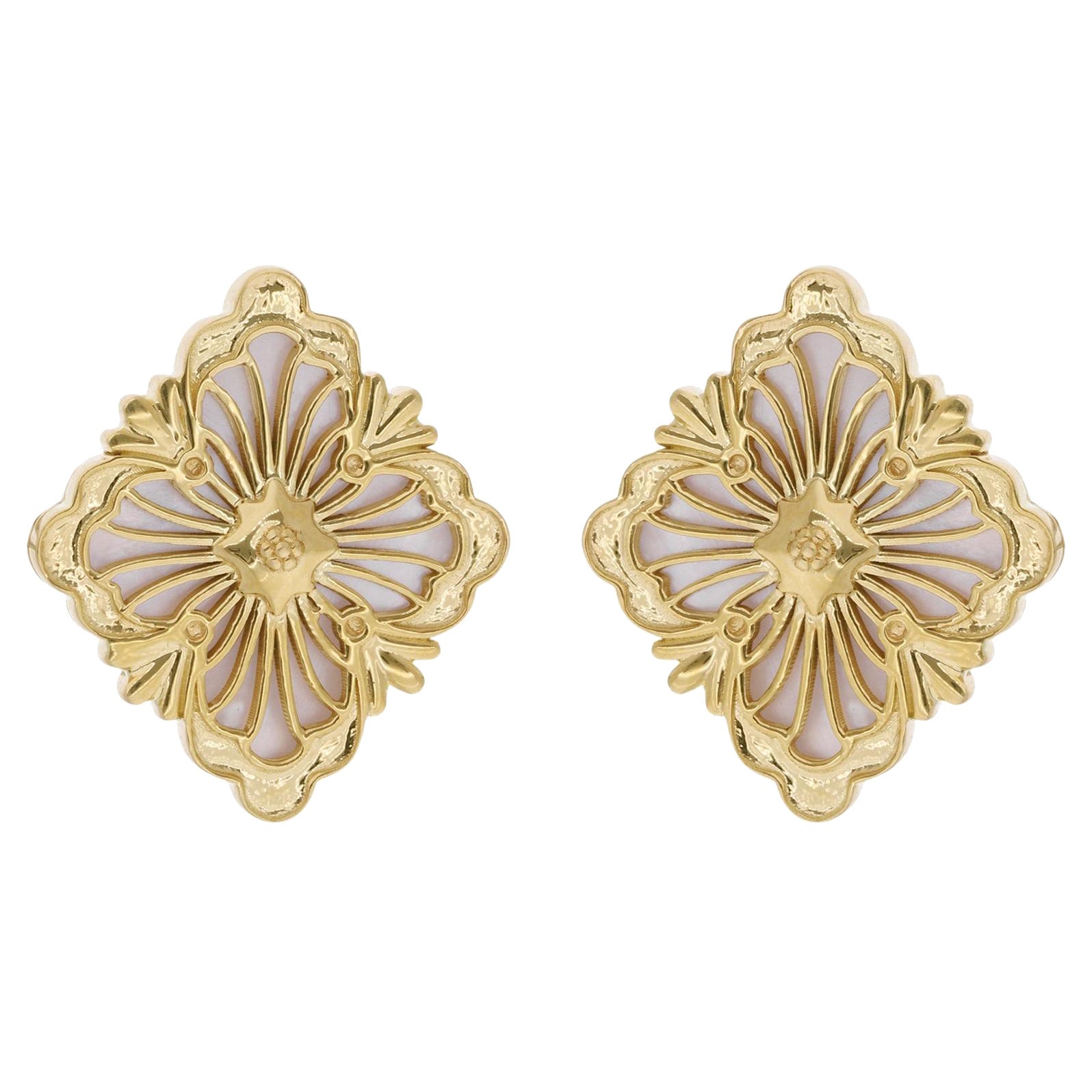 3.31Ct Mutter der Perle Edelstein Ohrstecker 14K Gelbgold Feiner Schmuck