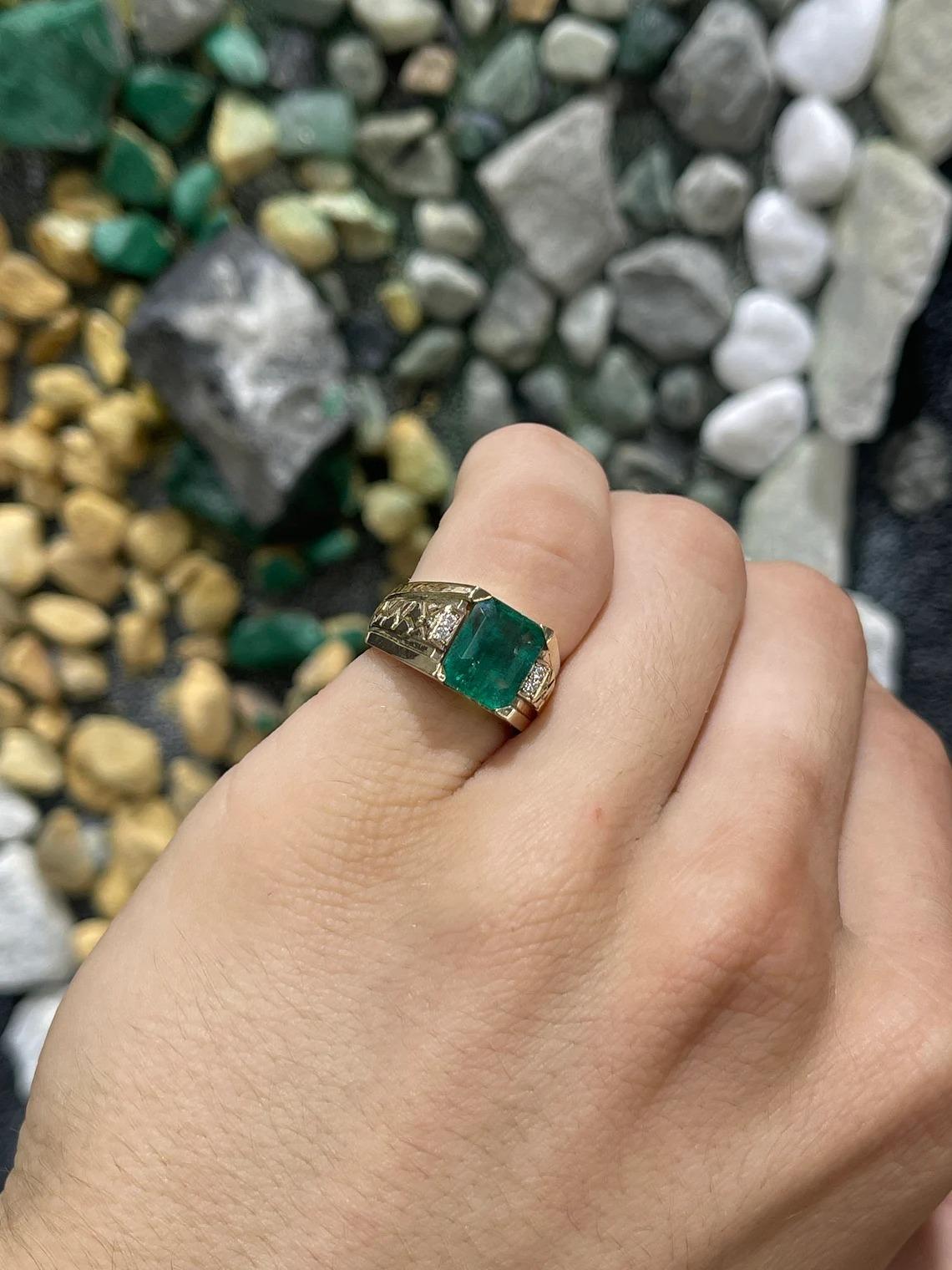 natural emerald mens ring