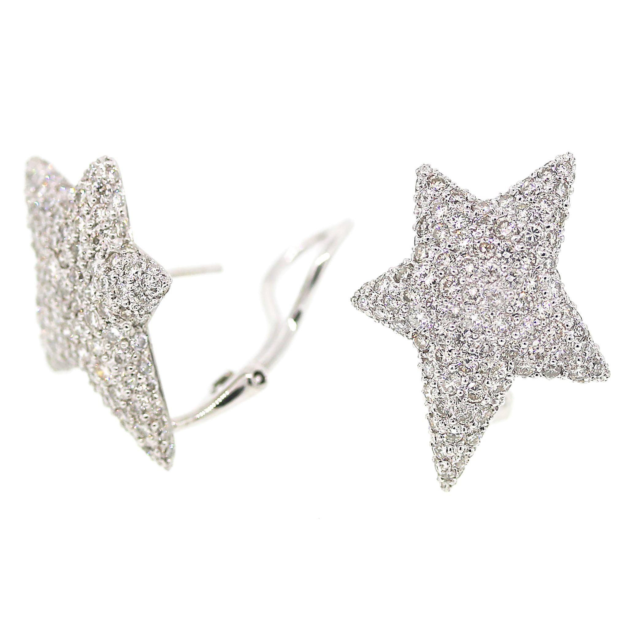 Boucles d'oreilles étoile filante en diamant de 3,32 carats en platine Bon état à New York, NY