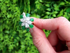 3.32 Carat Jadeite and 4.10 Carat Diamond, 18k Yellow Gold Floral Cocktail Ring
