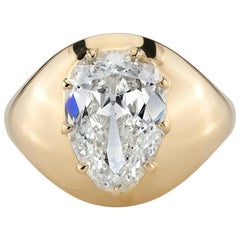 3.32 Carat M/VS2 GIA Certified Pear Shaped Diamond Set in an 18 Karat Gold Ring