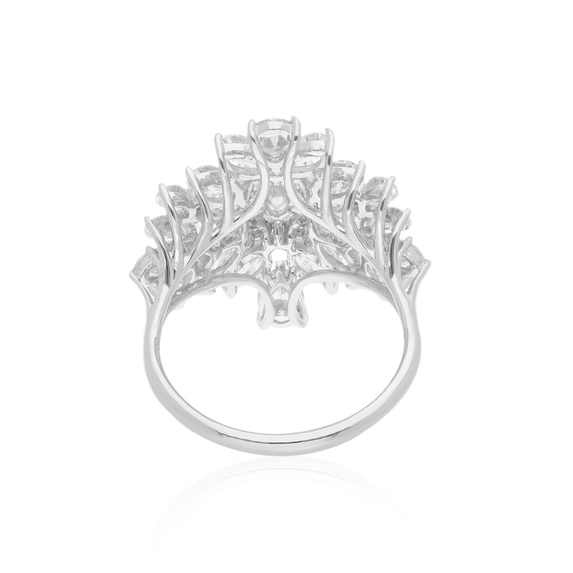 Modern 3.32 Carat Marquise & Pear Diamond Cocktail Ring 14 Karat White Gold Jewelry For Sale