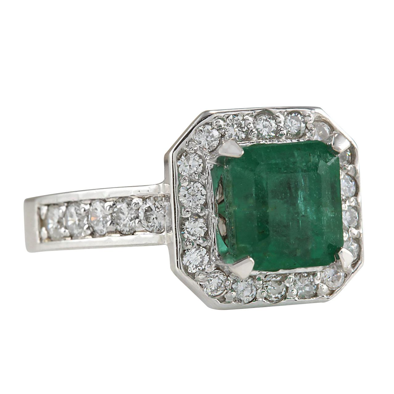 3.32 Carat Natural Emerald 14 Karat White Gold Diamond Ring
Stamped: 14K White Gold
Total Ring Weight: 6.6 Grams
Total Natural Emerald Weight is 2.57 Carat (Measures: 7.00x7.00 mm)
Color: Green
Total Natural Diamond Weight is 0.75 Carat
Color: F-G,