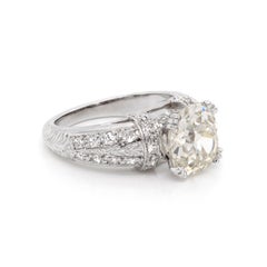 3.32 Carat Old Victorian Cushion Cut Diamond 18 Carat Gold Engagement Ring
