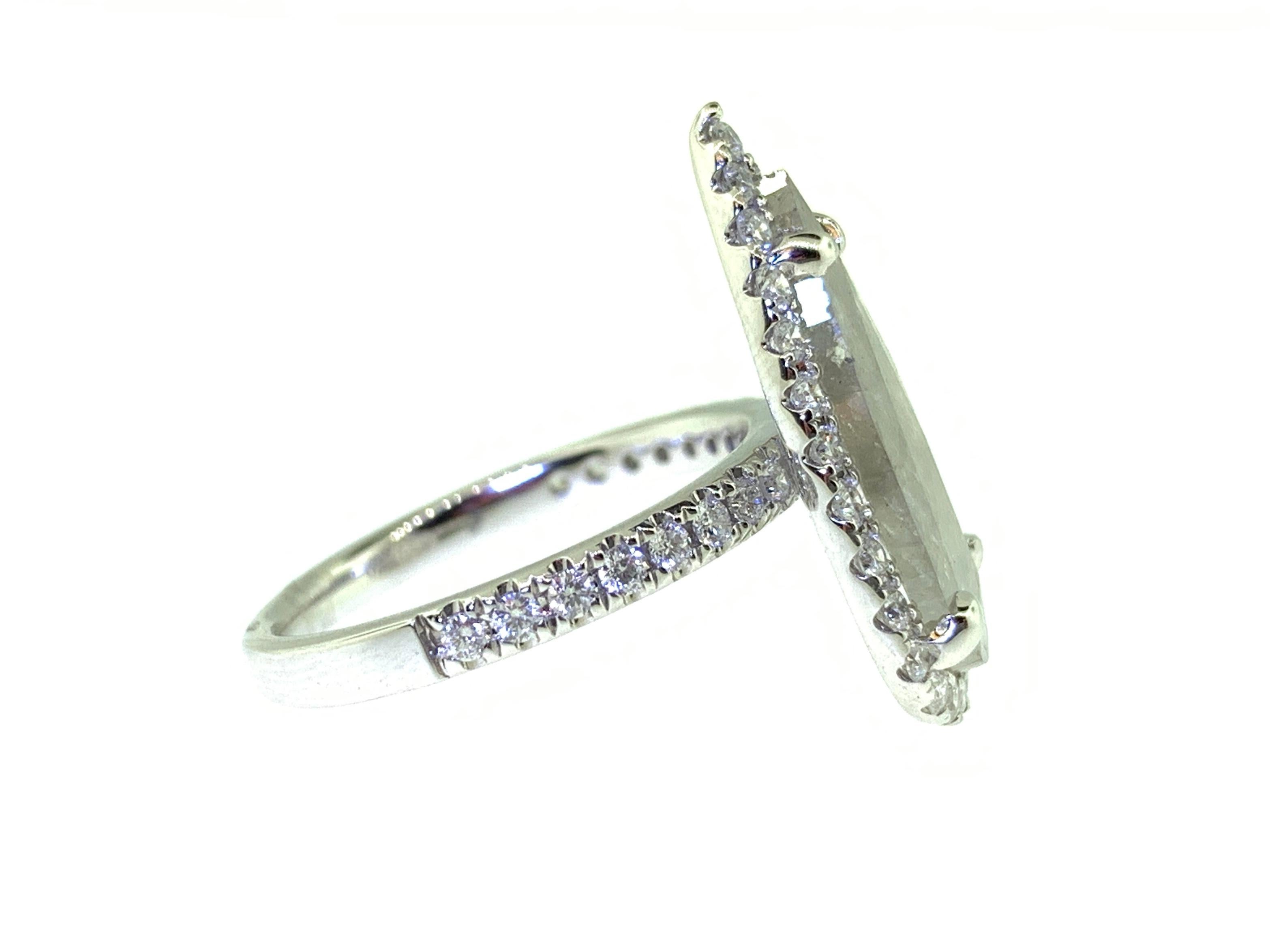 3,32 Karat Rosenschliff Birne Diamantring Damen im Angebot