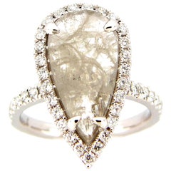 3.32 Carat Rose Cut Pear Diamond Ring