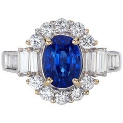 3.32 Carat Sapphire and Diamond Cocktail Ring set in 18 Karat White Gold