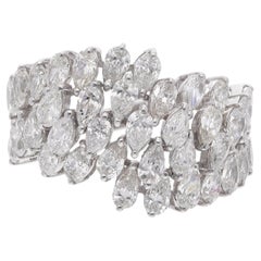 3.32 Carat SI/H Pear Diamond Cluster Cocktail Band Ring 14 Karat White Gold