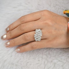 3.32 Carat SI/H Pear Diamond Cluster Cocktail Band Ring 18 Karat White Gold