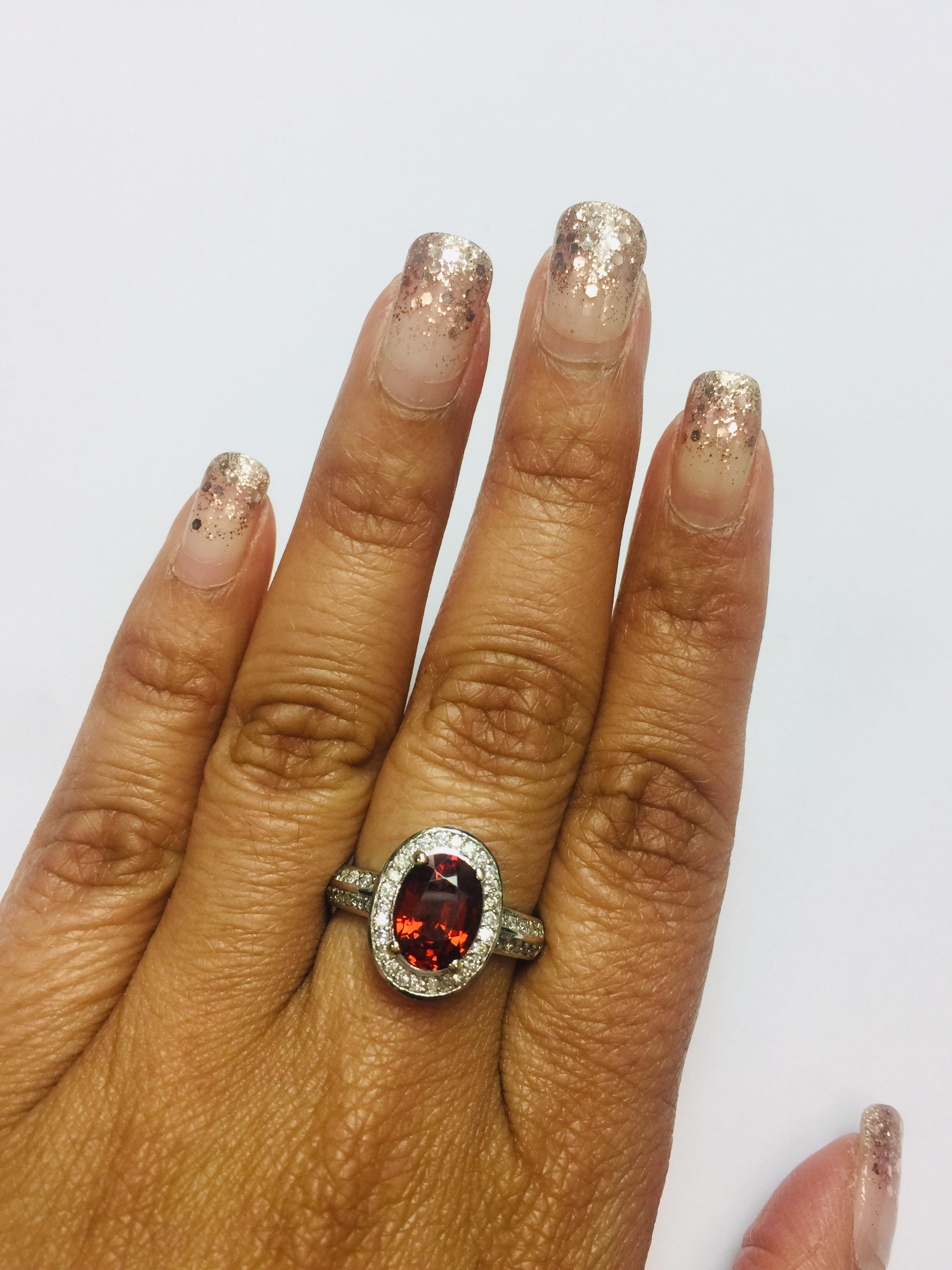 3,32 Karat Spessartin-Diamant 14 Karat Weißgold Ring im Zustand „Neu“ im Angebot in Los Angeles, CA