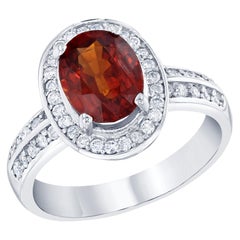 3.32 Carat Spessartine Diamond 14 Karat White Gold Ring