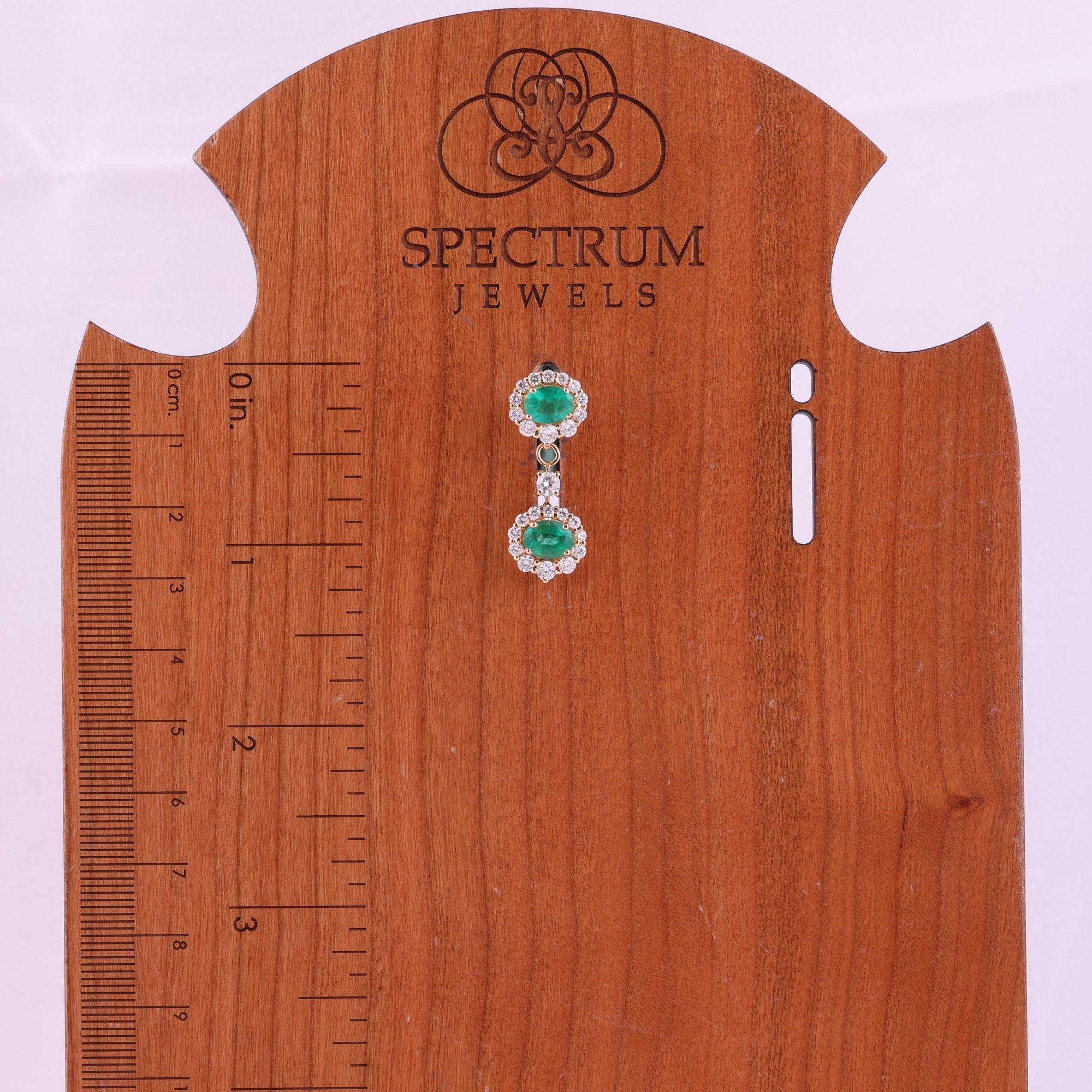 3,32 Karat sambischer Smaragd 1,95 Karat SI/H Diamant-Ohrringe 18 Karat Gelbgold im Angebot 2