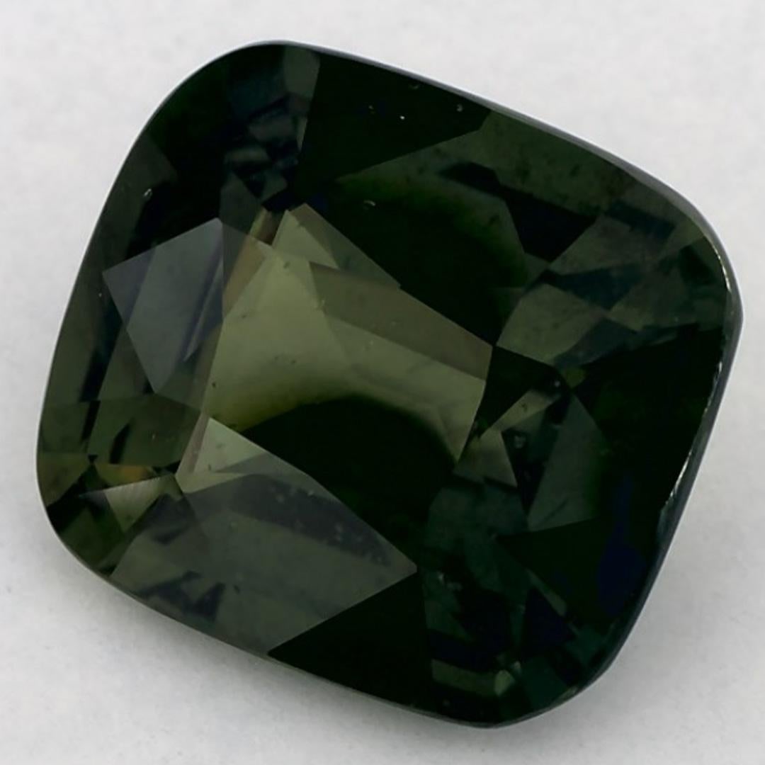 3.32 Ct Green Sapphire Cushion Loose Gemstone (Kissenschliff) im Angebot