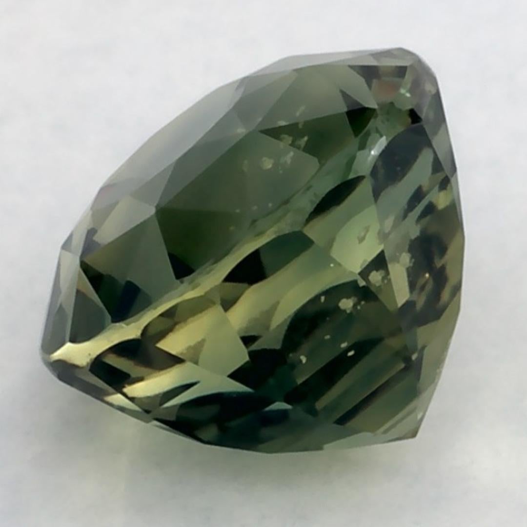 3.32 Ct Green Sapphire Round Loose Gemstone (Saphir vert rond en vrac) en vente 3