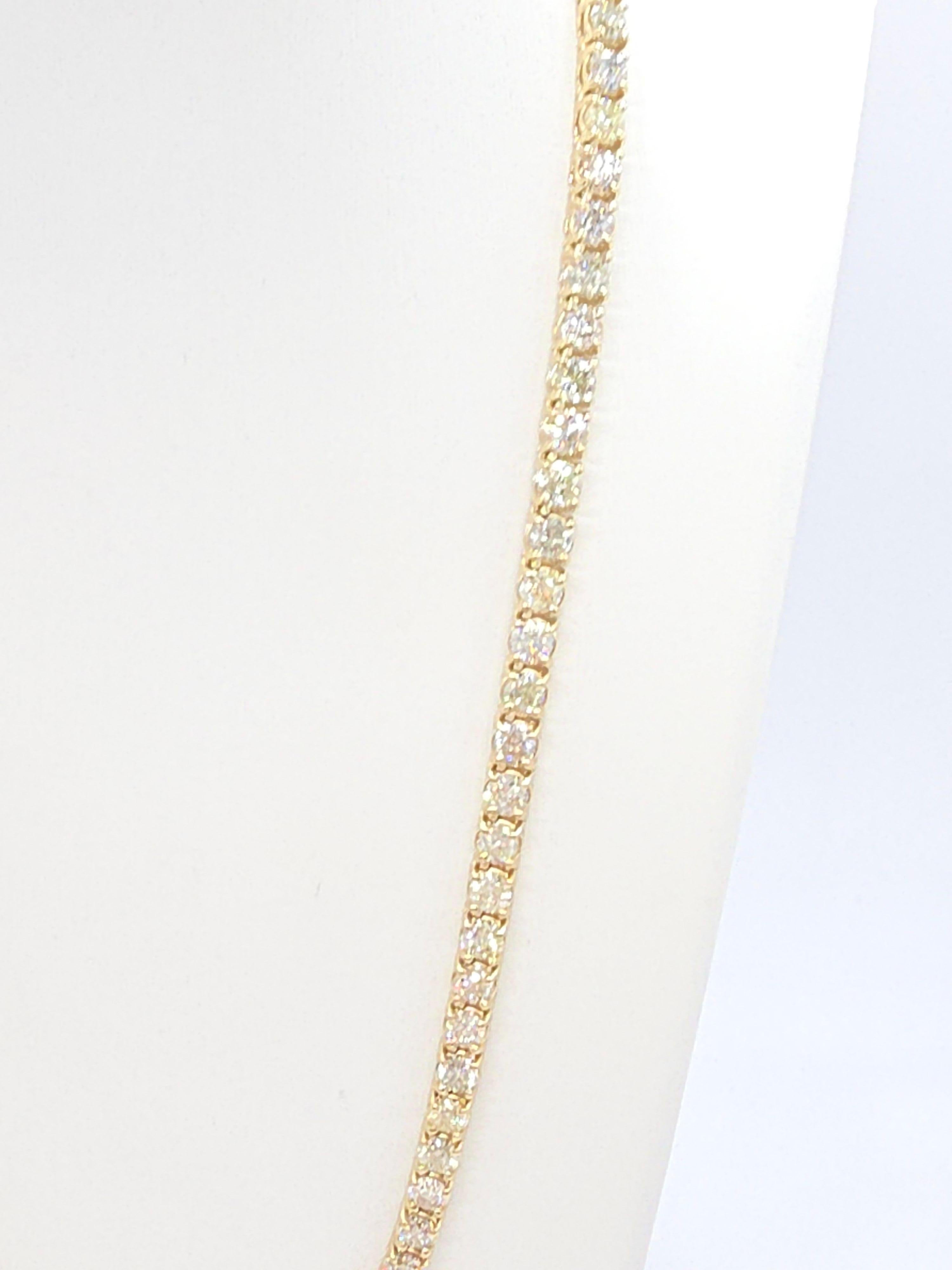 Moderno Collana Tennis con diamanti naturali da 33,20 carati in oro giallo 14K da 18
