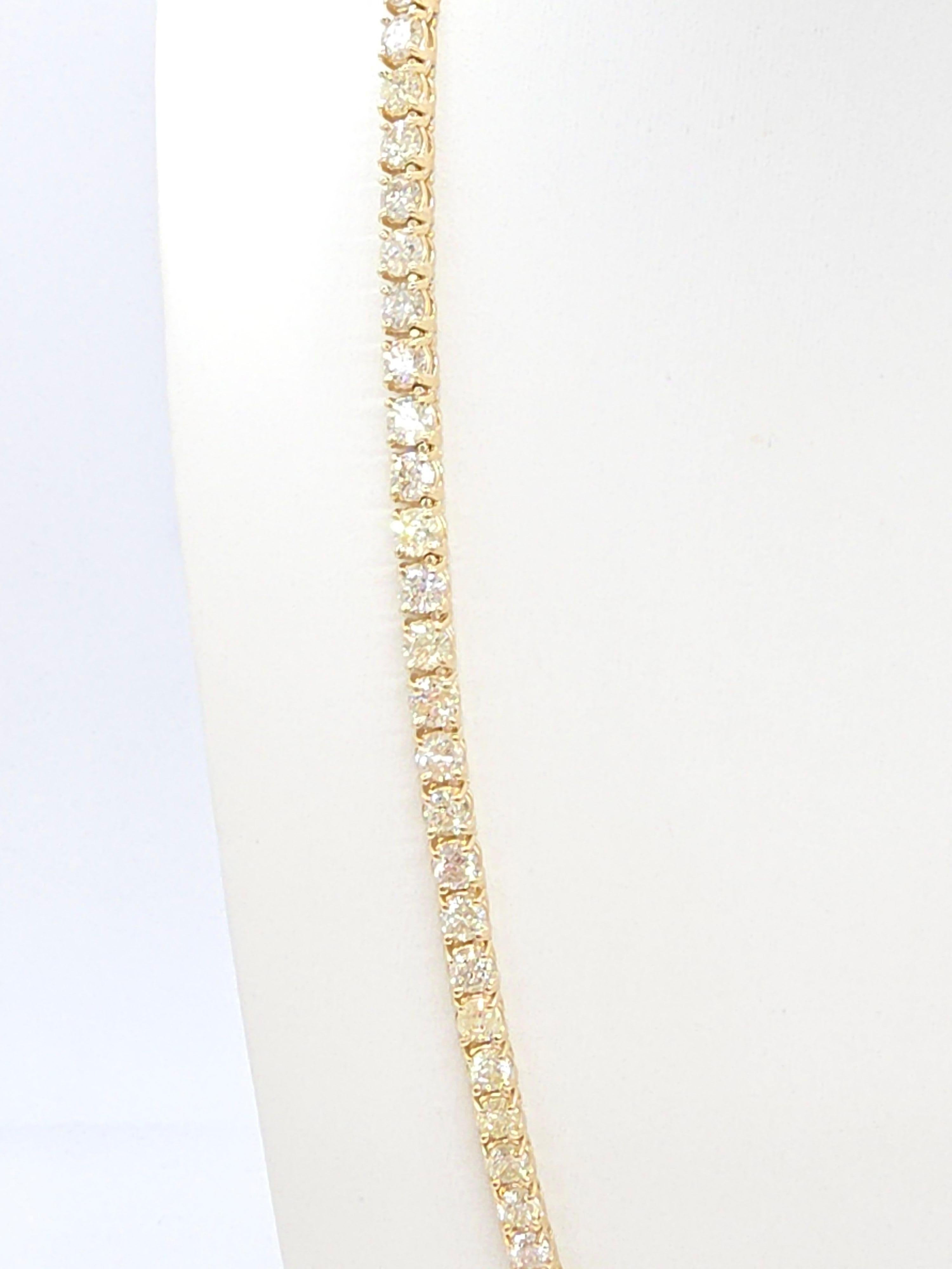 Taglio brillante Collana Tennis con diamanti naturali da 33,20 carati in oro giallo 14K da 18
