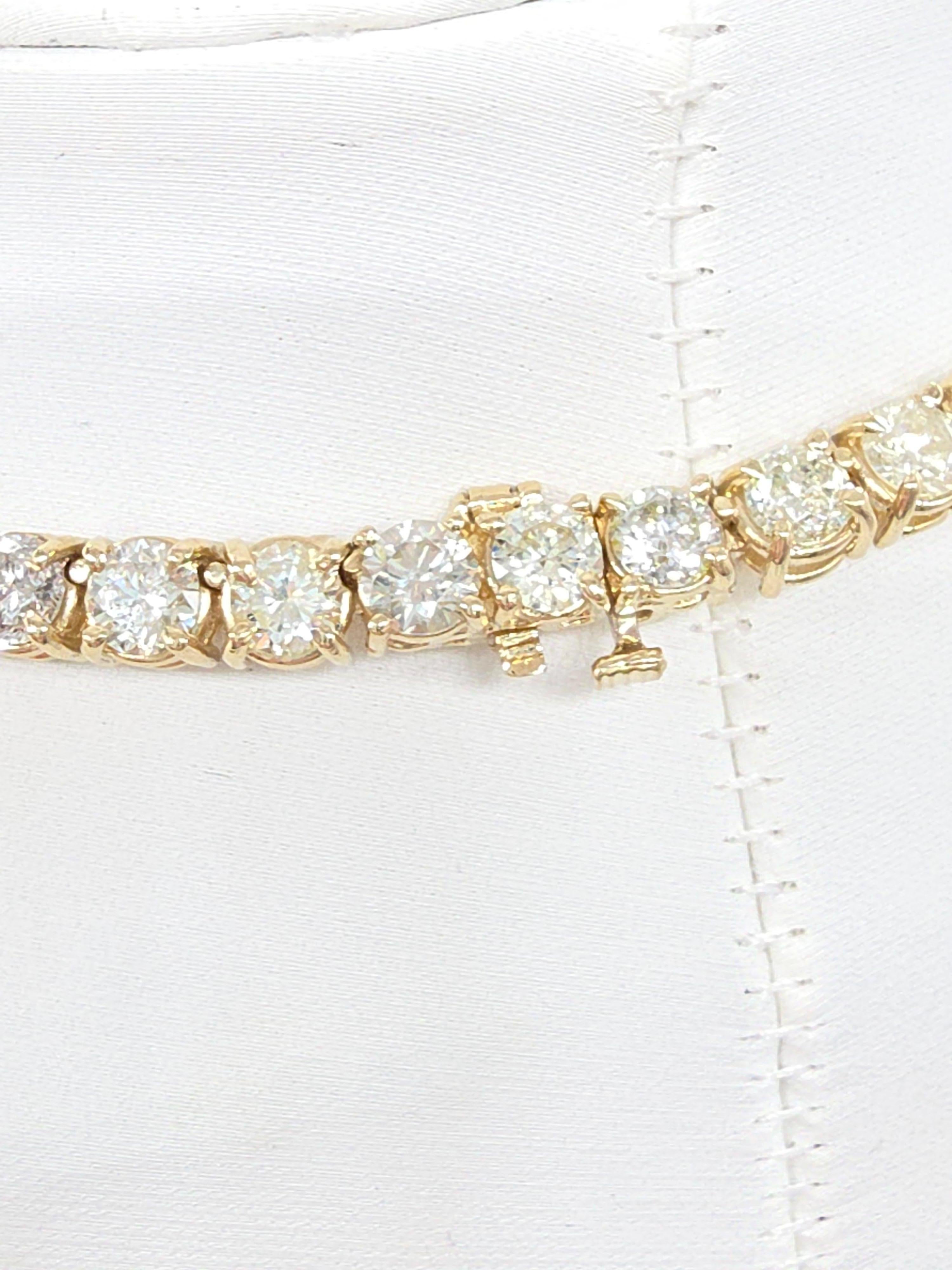 Collana Tennis con diamanti naturali da 33,20 carati in oro giallo 14K da 18