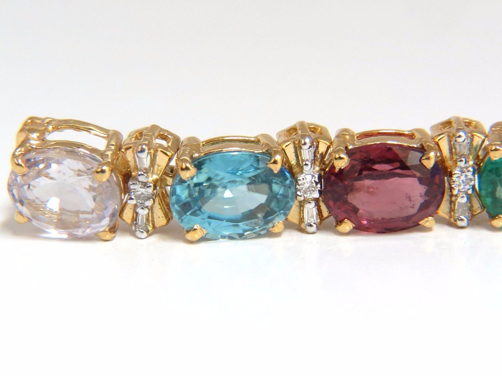 33.21ct natural Sapphires Garnets Emeralds Spinel Tourmaline Zircon Bracelet 14k For Sale 5