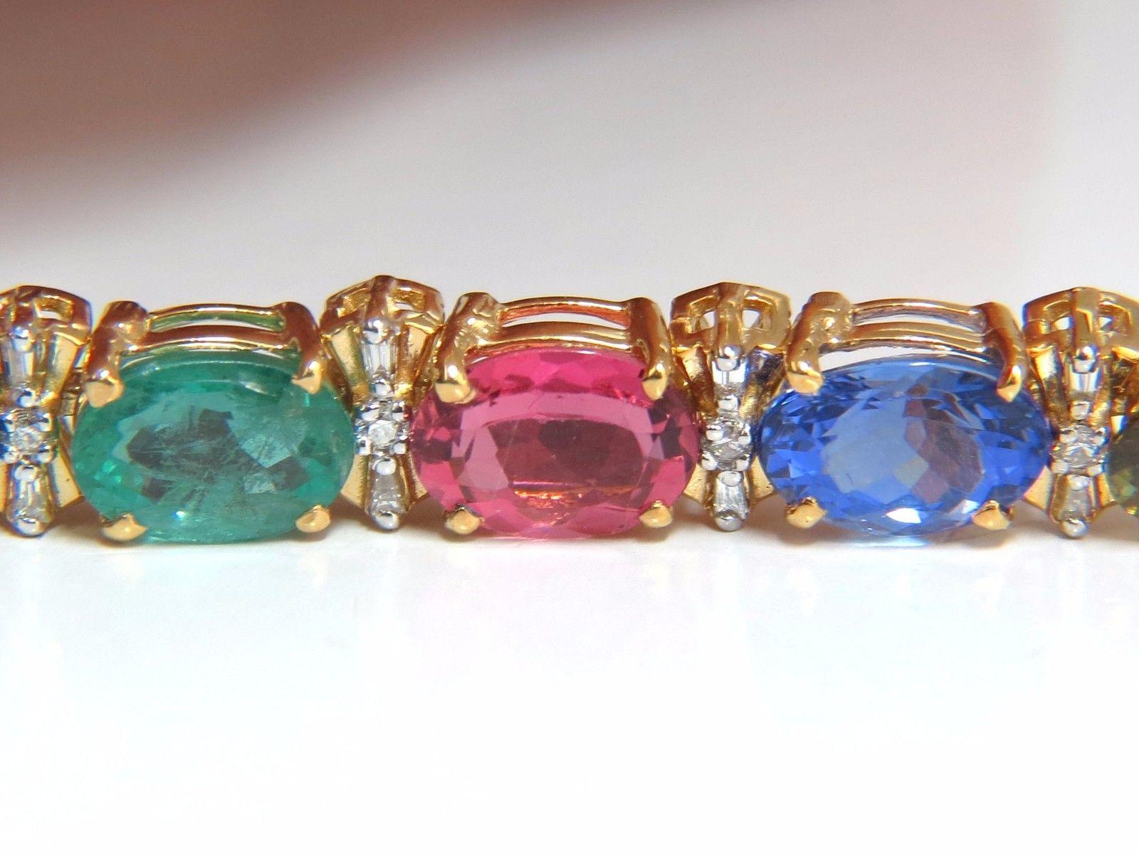 33.21ct natural Sapphires Garnets Emeralds Spinel Tourmaline Zircon Bracelet 14k For Sale 1