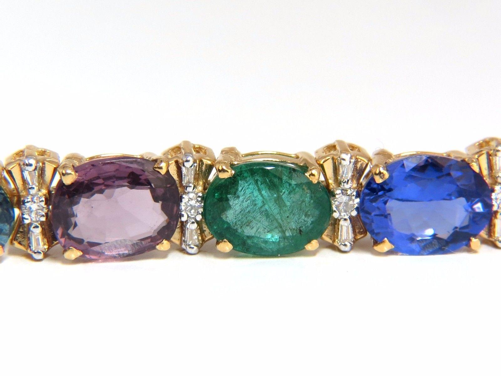 33.21ct natural Sapphires Garnets Emeralds Spinel Tourmaline Zircon Bracelet 14k For Sale 3
