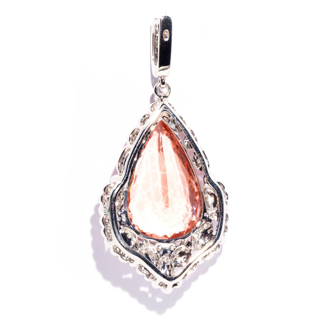 33.23 Carat Pear Morganite and 2.40 Carat Diamond White Gold Enhancer Pendant 7