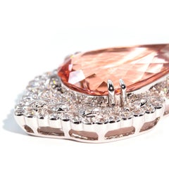 33.23 Carat Pear Morganite and 2.40 Carat Diamond White Gold Enhancer Pendant