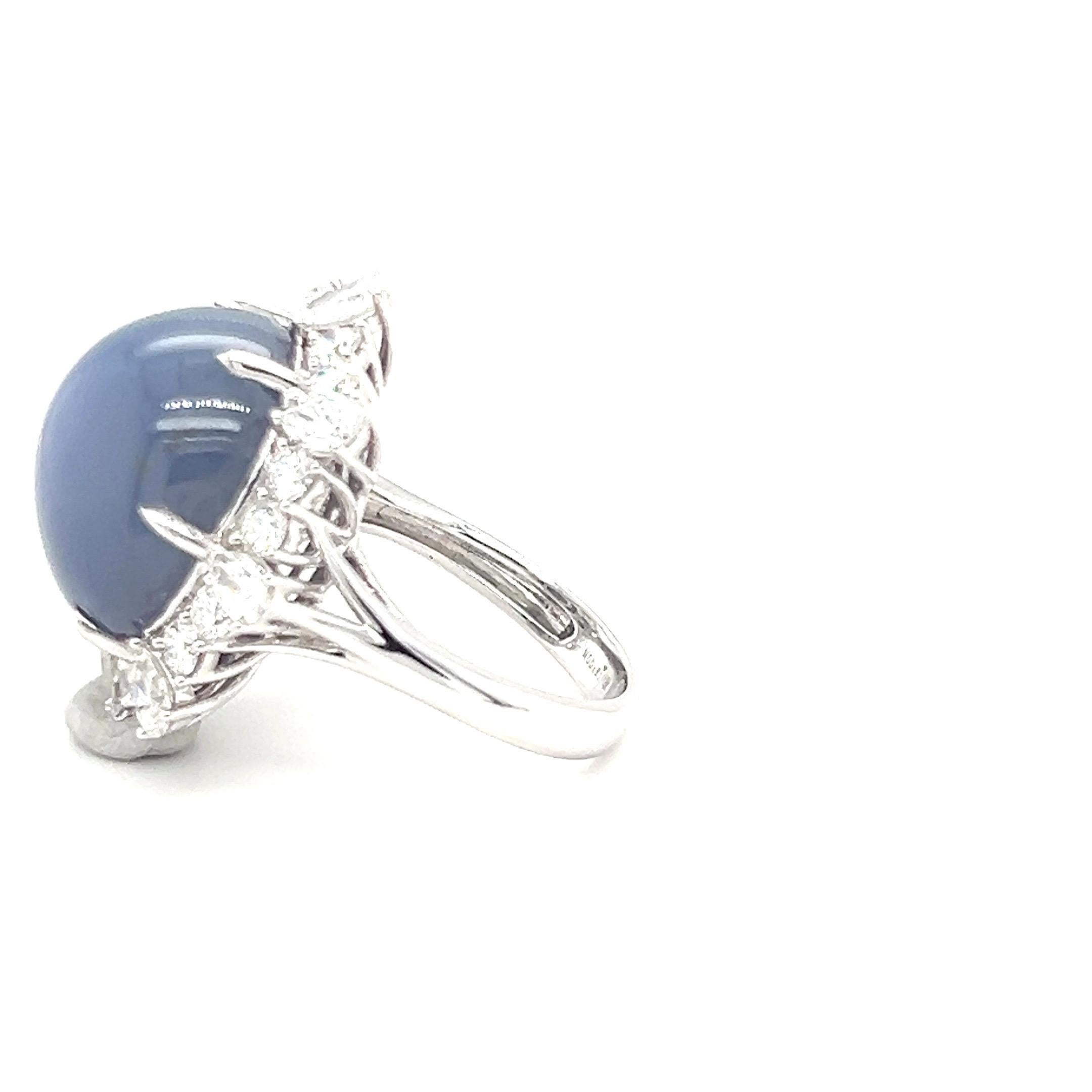 33.24 Carat Natural Oval Cut Star Sapphire Diamond Cocktail Ring For Sale 6