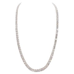 CLEARANCE, 33.25 Cts Round Natural Diamond Tennis Necklace 14K White 20''