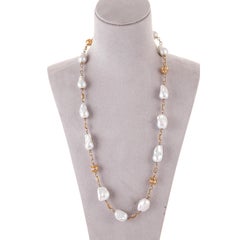 332.52 Carat Baroque Pearls Diamond Filigree 18 Karat Yellow Gold Chain Necklace