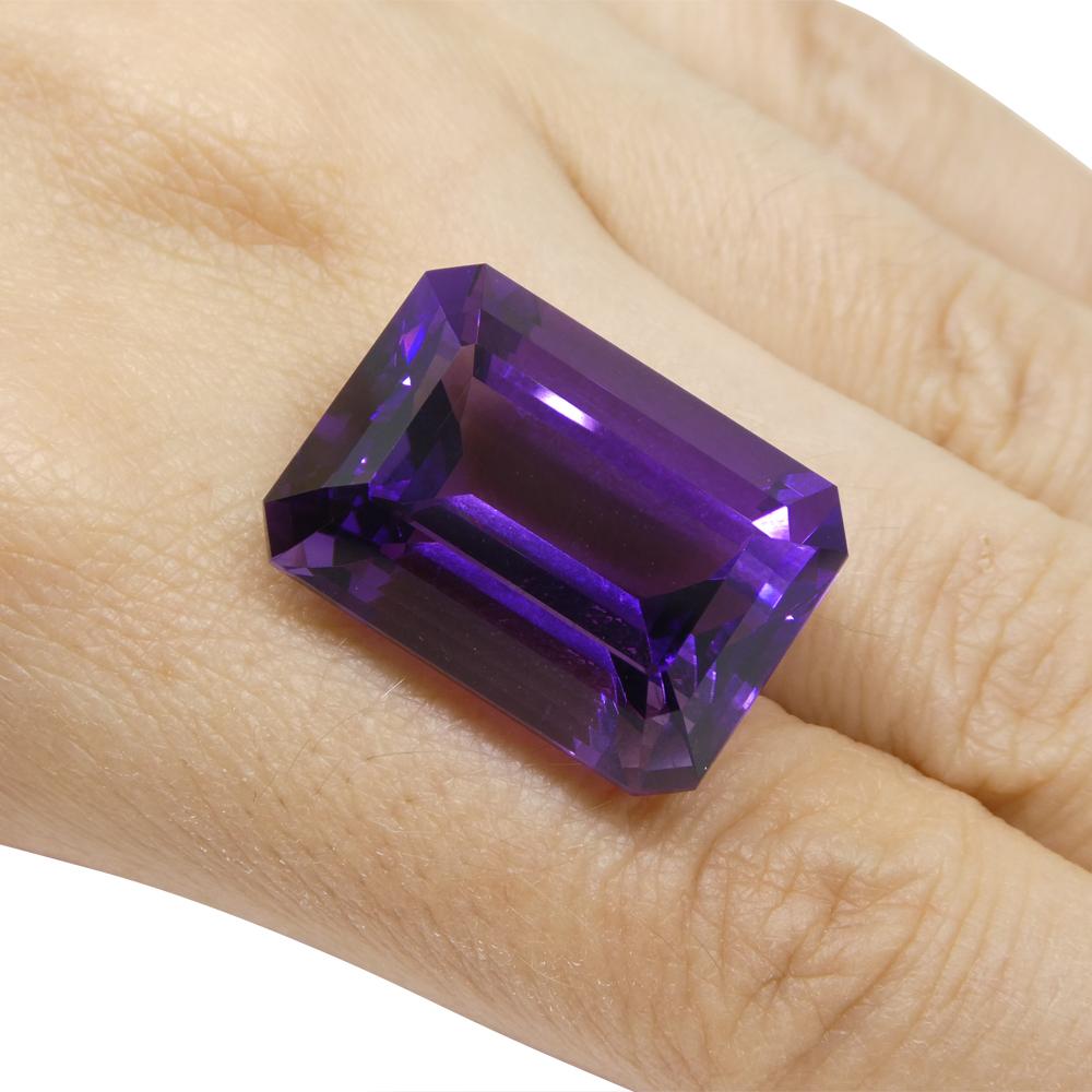 Description:

Gem Type: Amethyst
Number of Stones: 1
Weight: 33.29 cts
Measurements: 22.51 x 16.36 x 13.02 mm
Shape: Emerald Cut
Cutting Style:
Cutting Style Crown: Step Cut
Cutting Style Pavilion: Step Cut
Transparency: Transparent
Clarity: Very