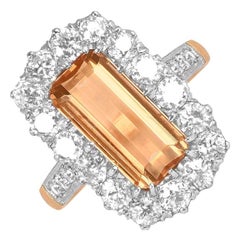 Anillo en racimo de topacio talla esmeralda (aprox. 3,30 quilates), oro amarillo de 18 quilates
