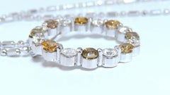 3.32ct Fancy Color Natural Yellow Brown Diamond Circle Eternity Necklace 14kt*
