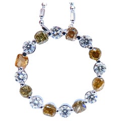 3.32ct Fancy Color Natural Yellow Brown Diamond Circle Eternity Necklace 14kt*