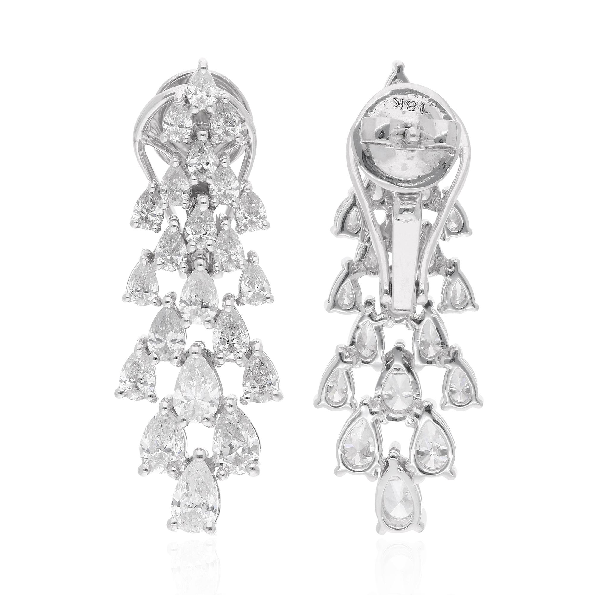 Art Déco Orecchini a goccia con diamante naturale SI/H da 3,32 carati in oro bianco 14 carati in vendita