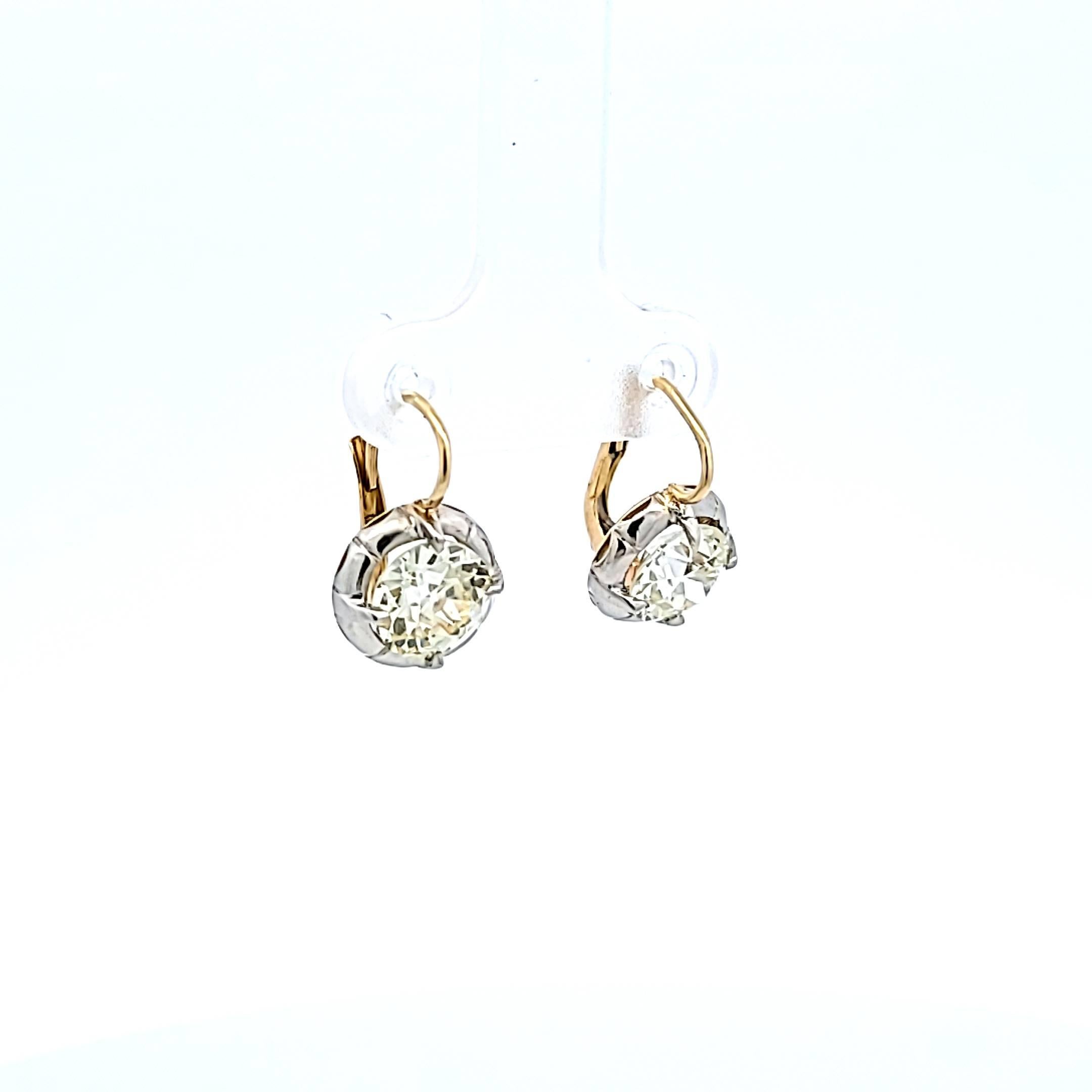 Donna Diamante 3,32ct Old European Cut O SI2-VS1 Oro 18K e Argento A. Silver in vendita